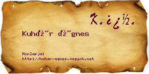 Kuhár Ágnes névjegykártya